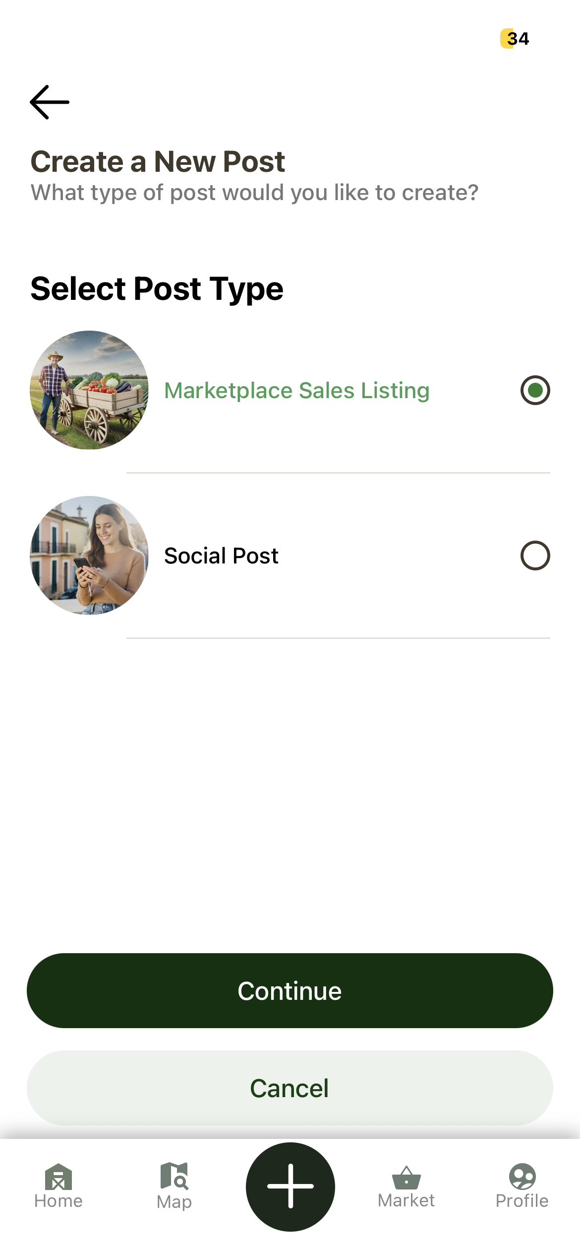 Agrimize create post screenshot